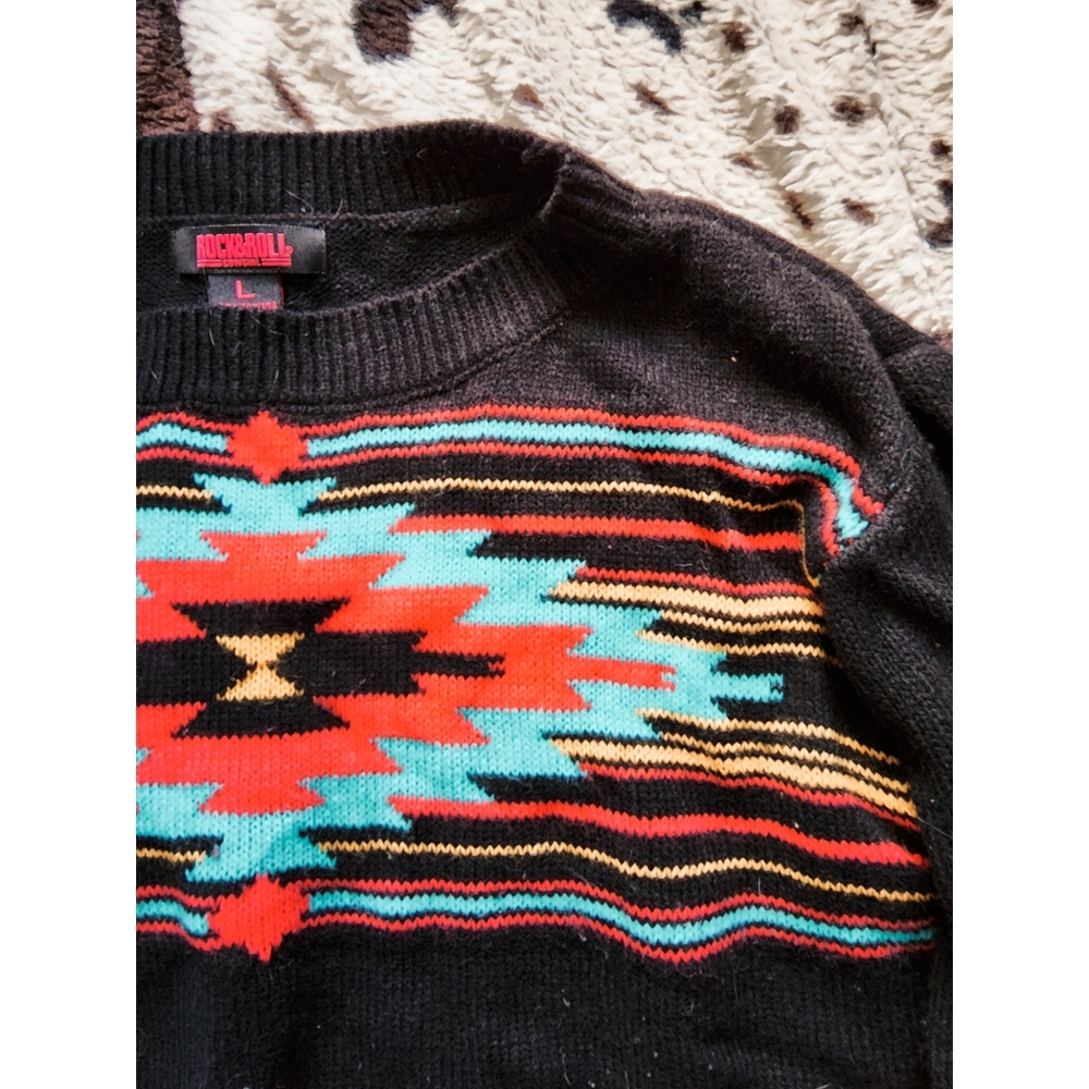 Rock & Roll Cowgirl Black Southwestern Sweater